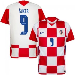 matchtröjor fotboll Kroatien Suker 9 Hemma tröja 2021 – Kortärmad