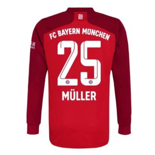 matchtröjor fotboll FC Bayern München Müller 25 Hemma tröja 2021-2022 – Långärmad
